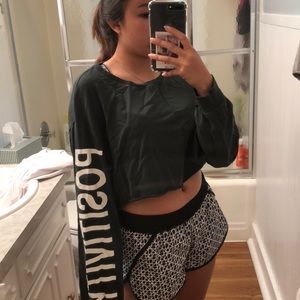 Oliv green positivity crop sweater